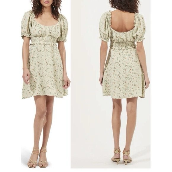 Astr Dresses & Skirts - ASTR The Label Sage Ditsy Puff Sleeve Mini Dress – Size Small